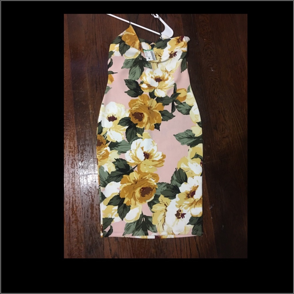 Flower papaya Bodycon fitted dress size med