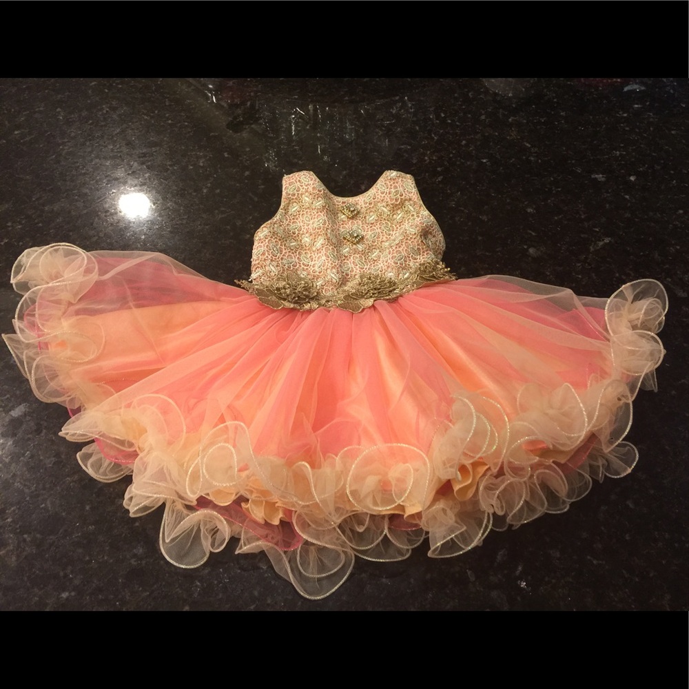Gorgeous pink and gold formal baby dress