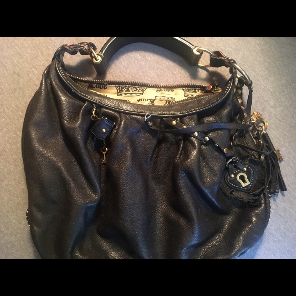 Black 100% Real Leather Juicy Couture Bag