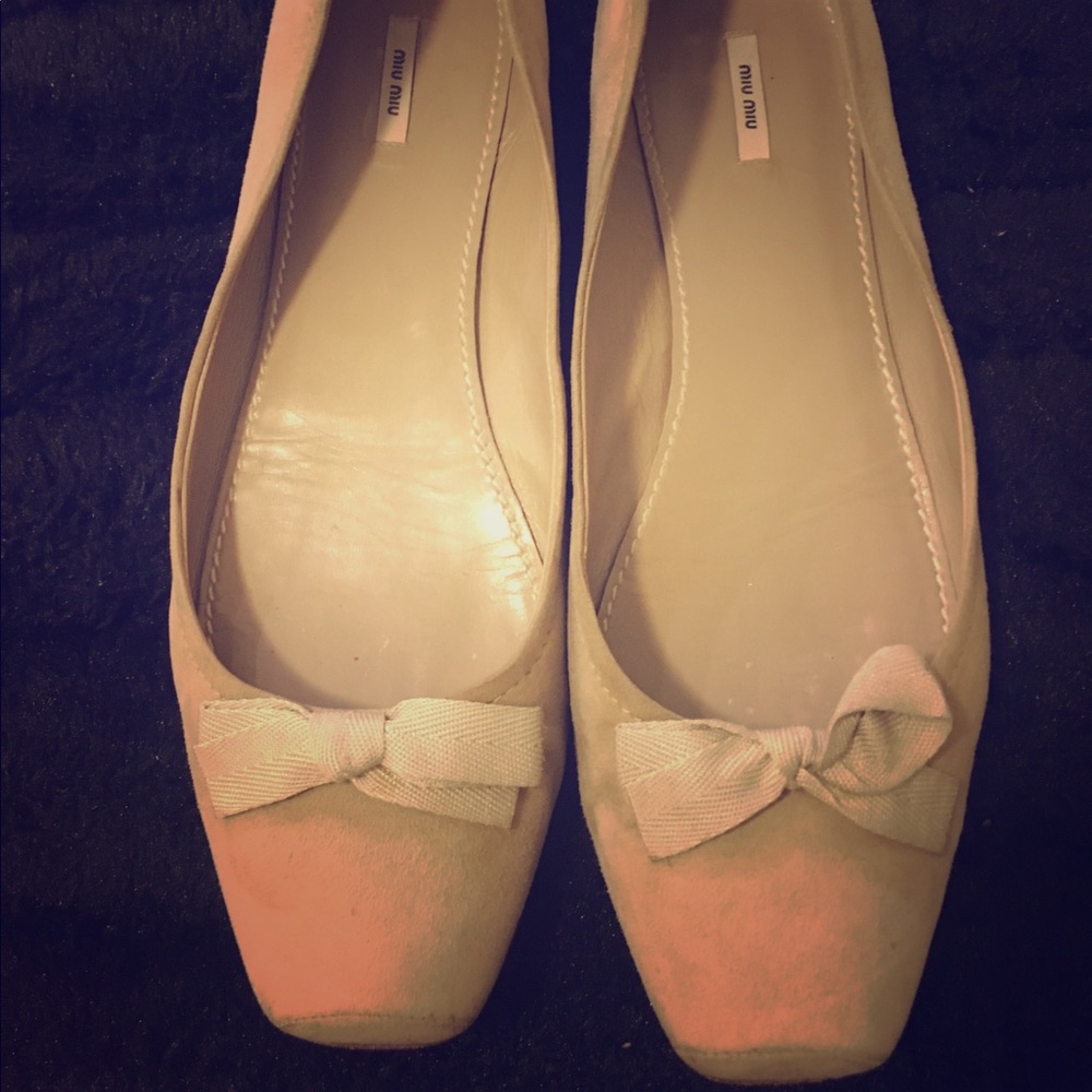 Miu Miu Nude Suede Flats