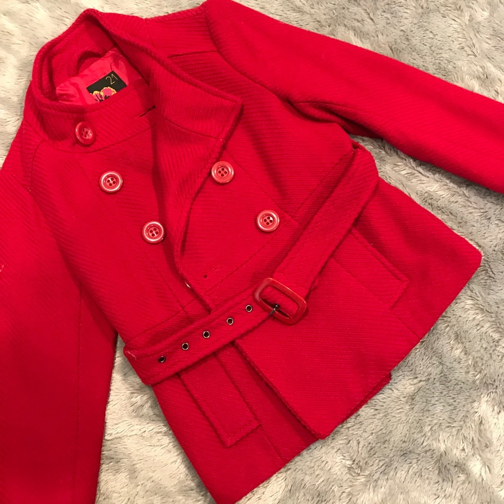 Forever 21 Red Military Style Peacoat Jacket ❤️