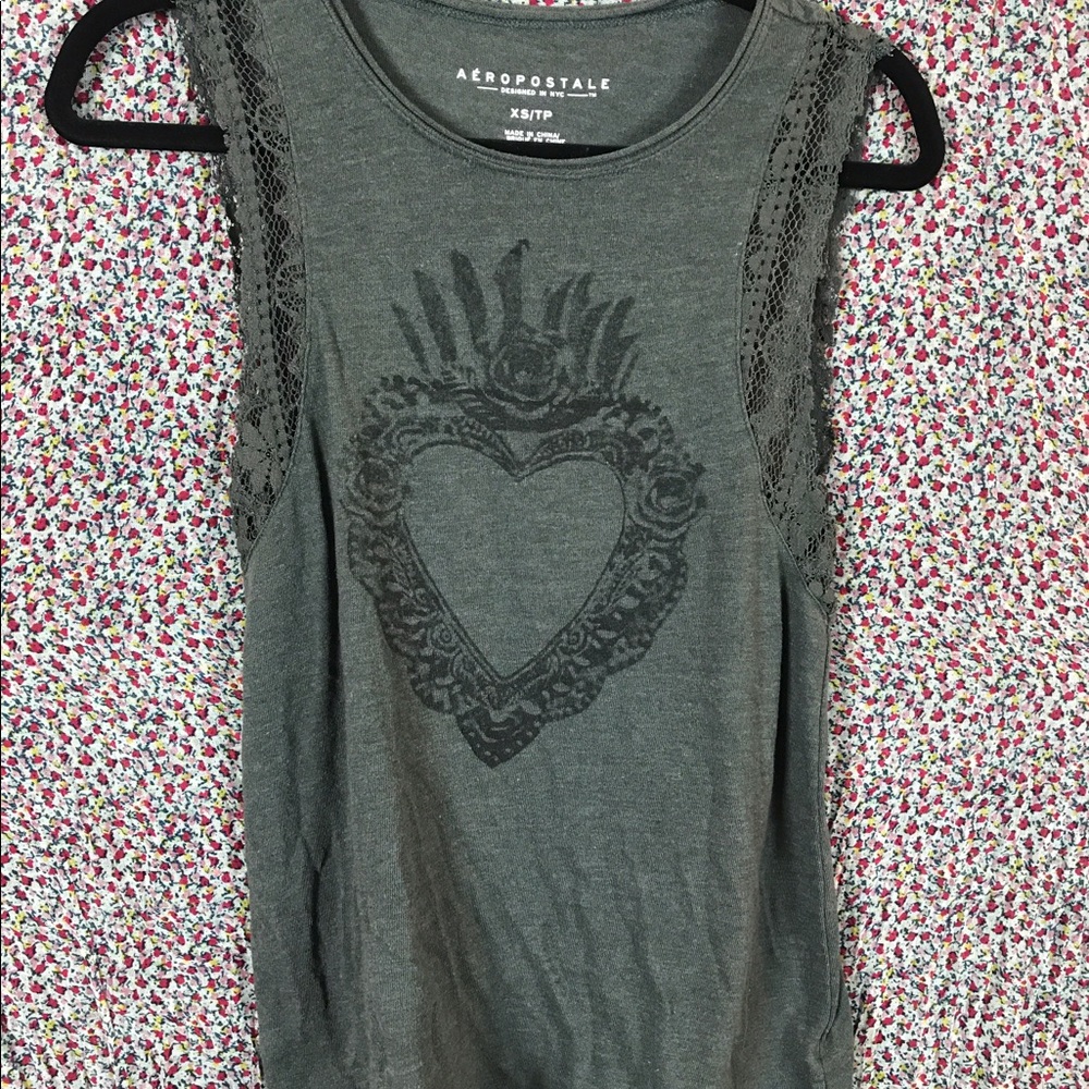 aeropostale heart lace muscle tank