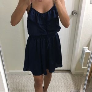 Small satin like navy day dress