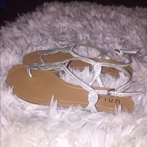 Silver Thong Sandals Size 8.5