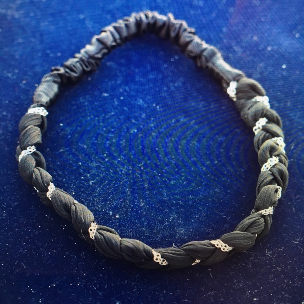 Nordstrom silk and silver entwined chain headband