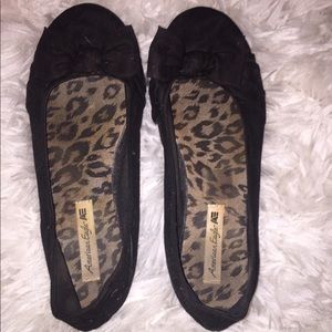 American Eagle Black Bow Ballet Slippers Size 8.5