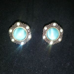 Antique Turquoise Clip On Earrings