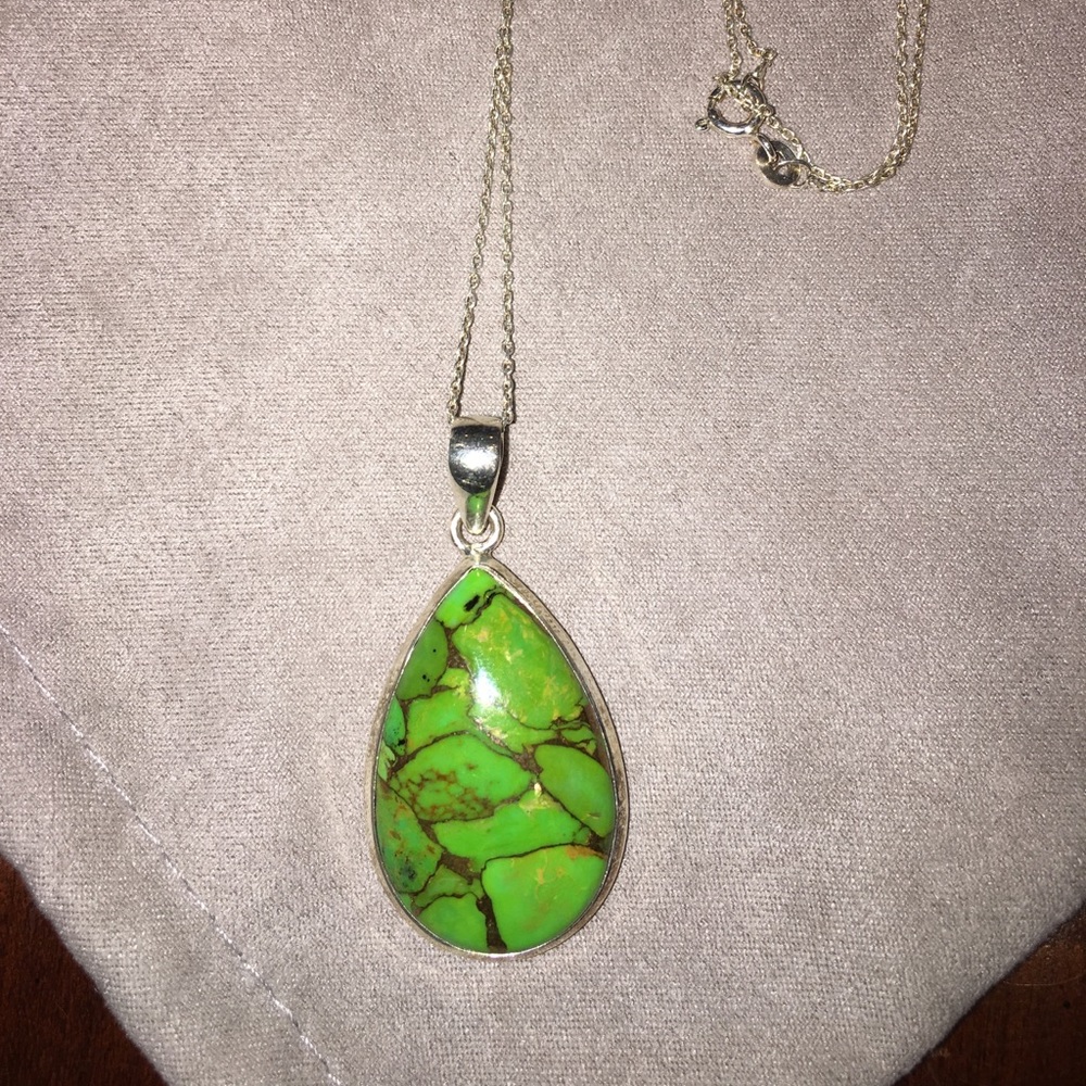 Sterling,green turquoise necklace