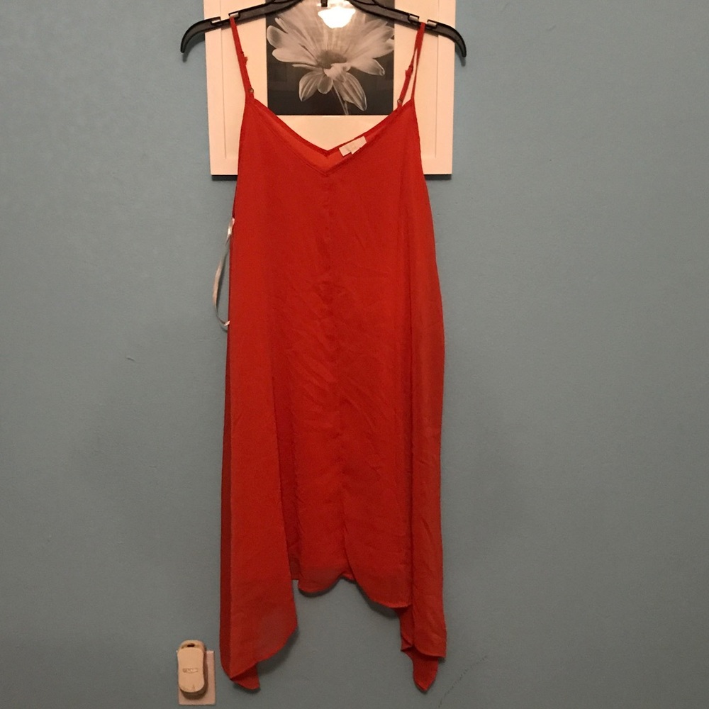 Red orange slip dress