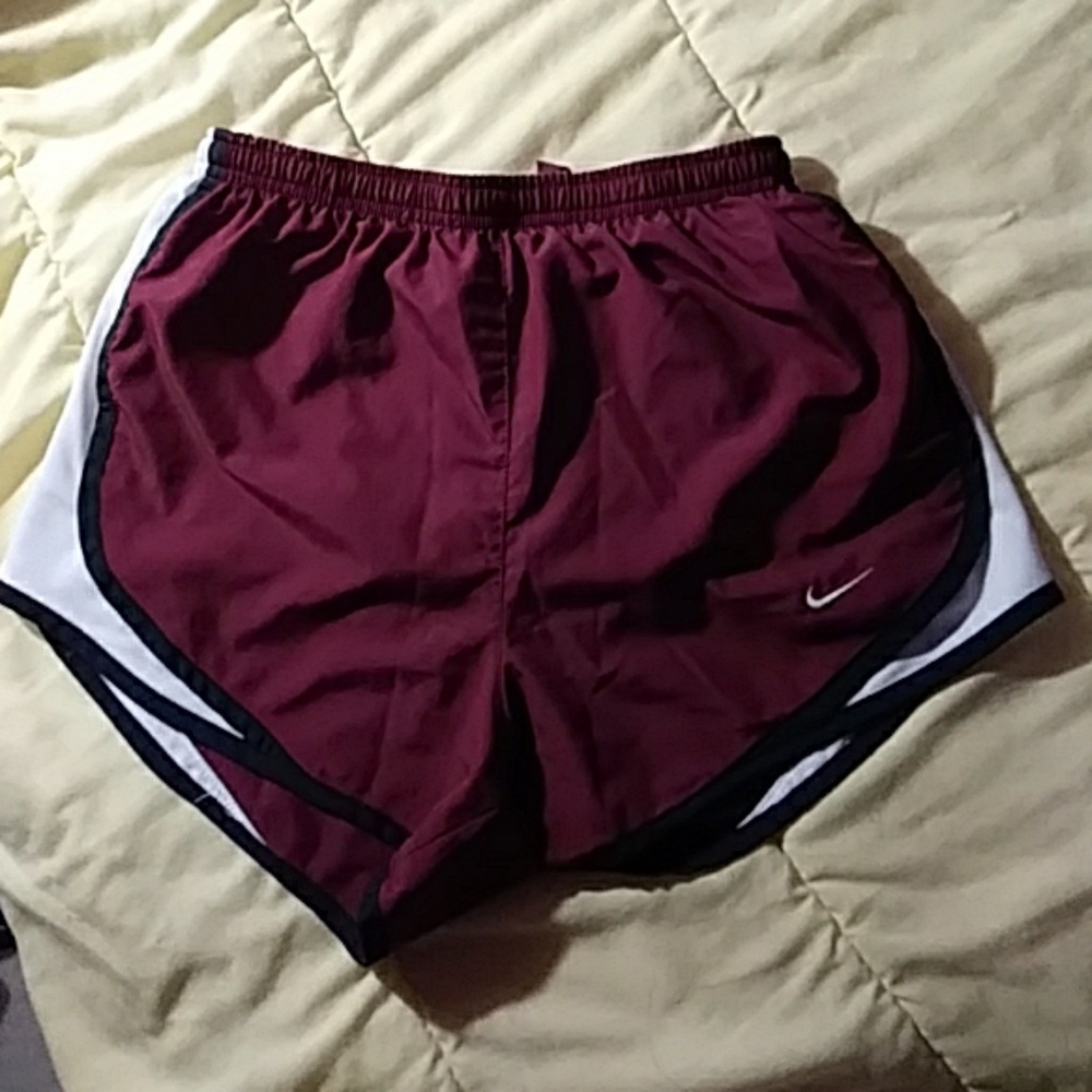 Maroon Nike athletic shorts