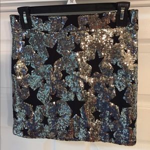 Silver beaded with black stars Mini Skirt