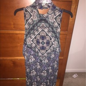 High Neckline Aztec Patterned Dress