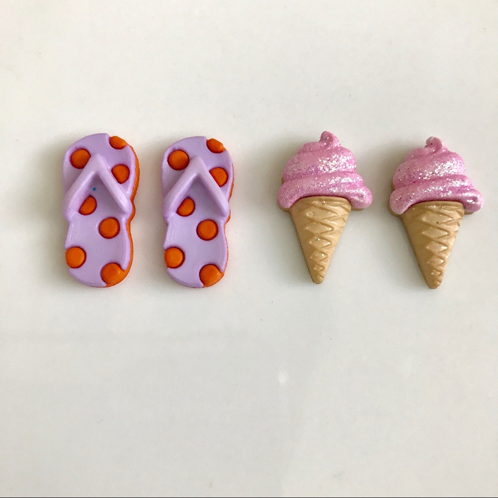 Summer Earrings Set Flip Flops Ice cream