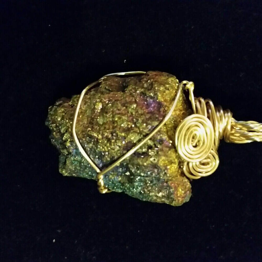Rainbow pyrite pendant