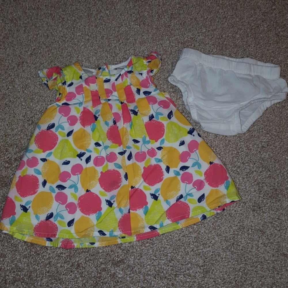 Fruity Baby Girl Dress with Bloomers