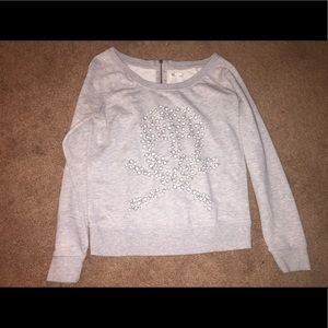 Grey sweatshirt top with back zipper