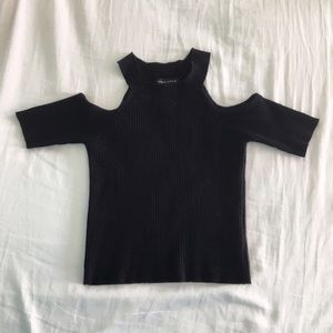Black shoulder cut out top