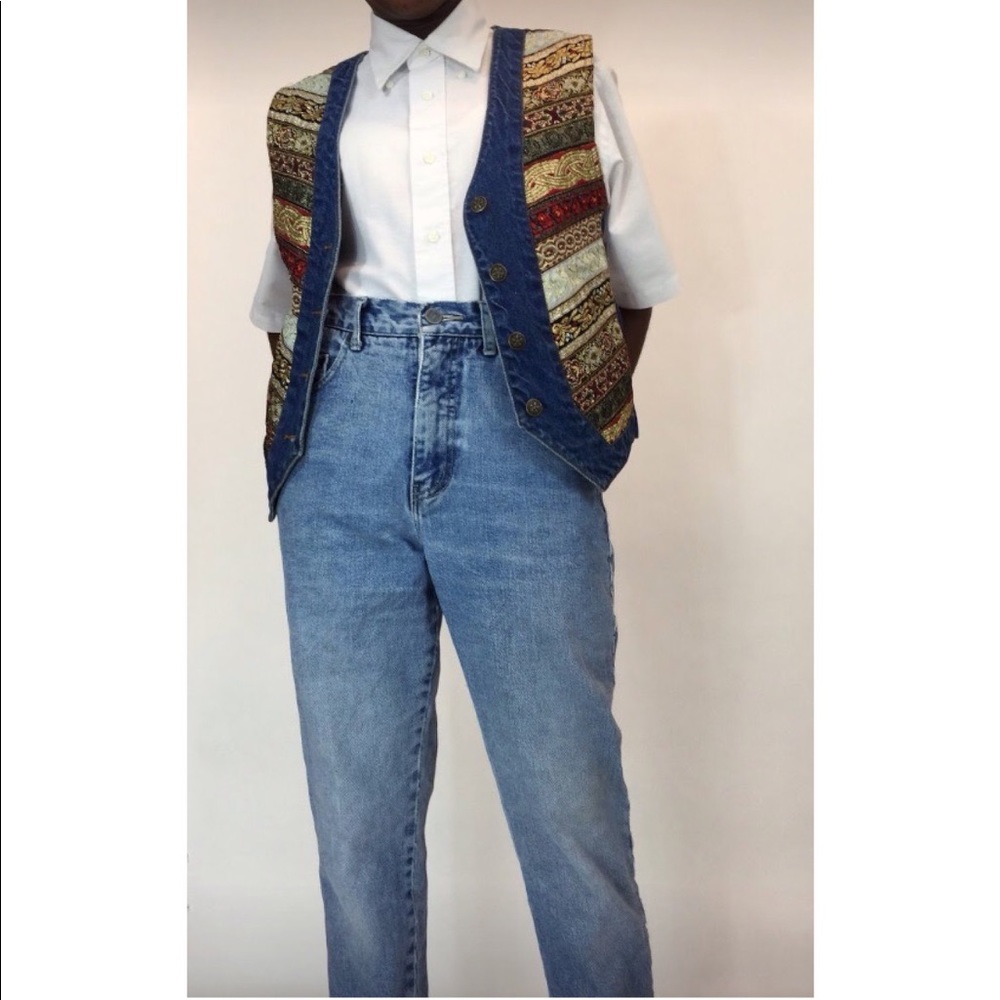 Vintage Pierre Cardin embroidered denim vest