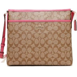 Coach Signature File Messenger Crossbody in Pink