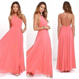 NEW Lulus Mythical Kind Of Love Coral Pink Maxi XL