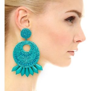 KENNETH JAY LANE TURQUOISE BEAD STATEMENT EARRINGS