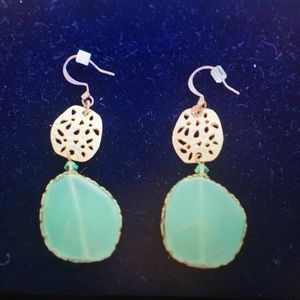 Beautiful fun gold and emerald green earrings