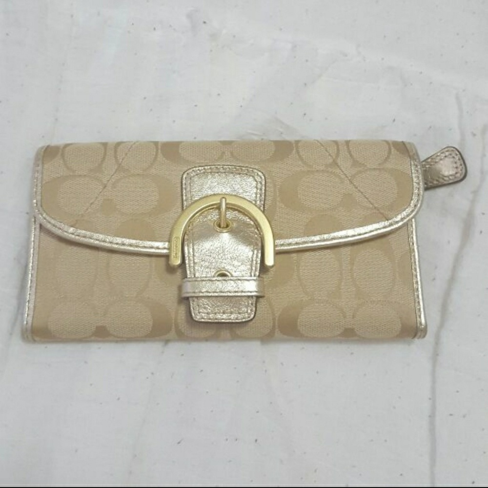 Authentic gold Coach large wallet