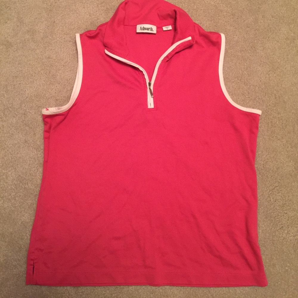 Ashworth sleeveless golf shirt half zip collar top