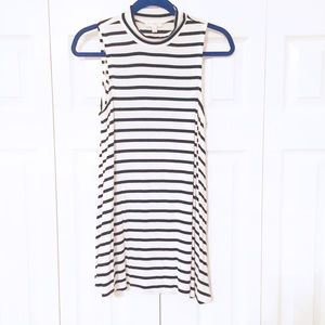 Striped Mock Neck Tunic Tee