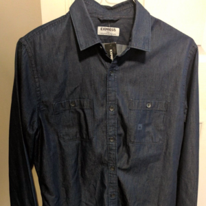 EXPRESS mens Cotton Blue Dress Shirt Long sleeve M