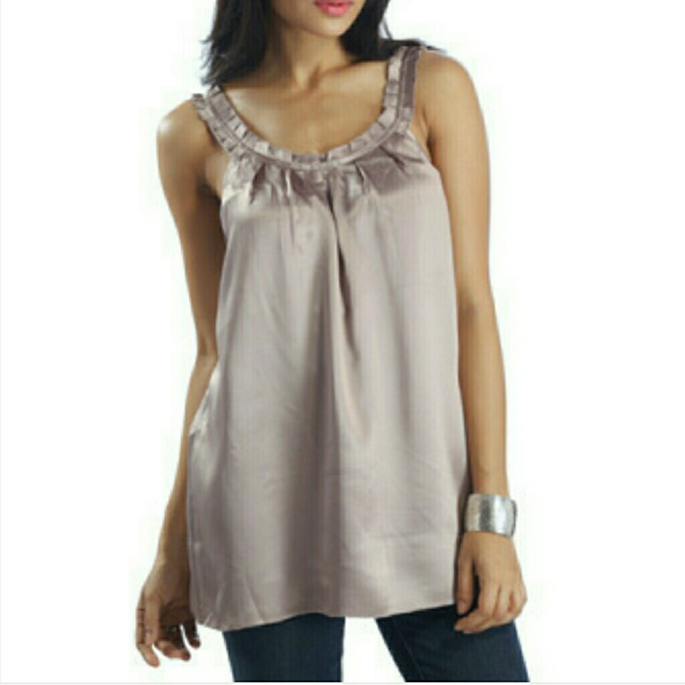 7 for all mankind silk charmeuse tucked cami top