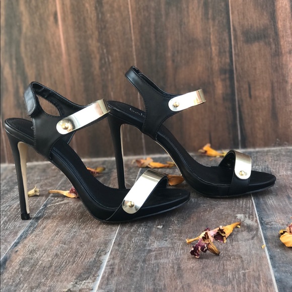 Gold Hardware Ankle Strap High Heel Sandals - Picture 4 of 5