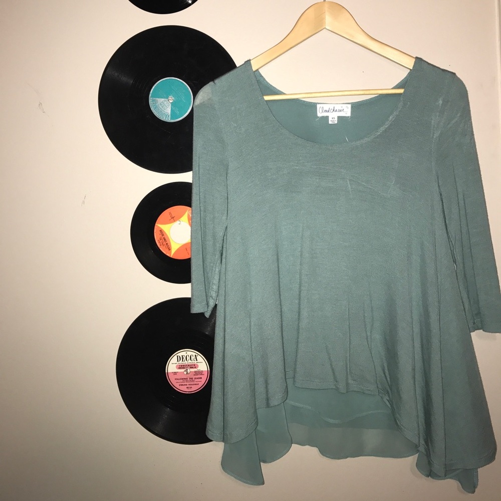 Teal cut off top