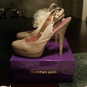 Gold glitter Madden girl platform sandal