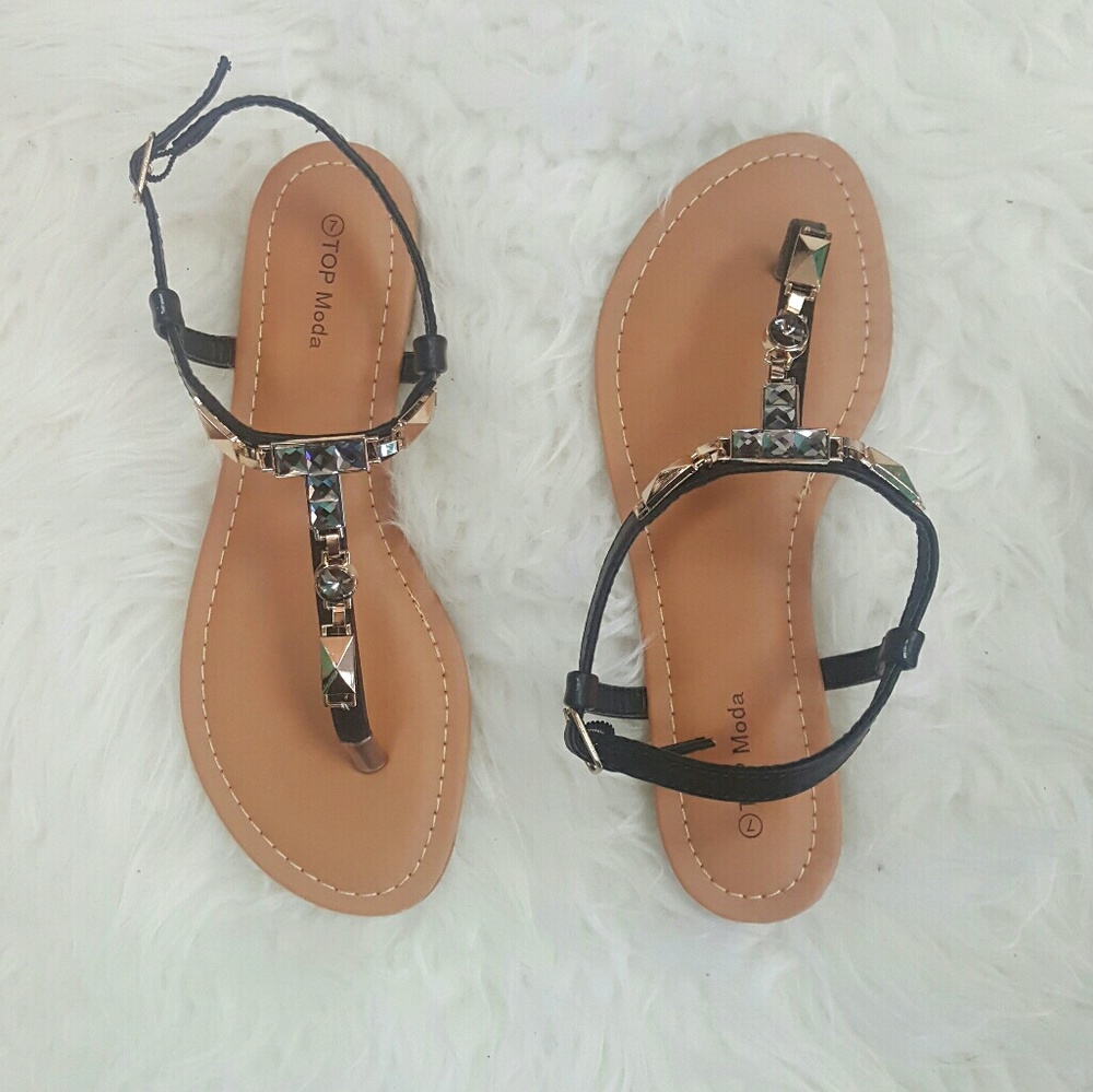Black & Gold womens sandals