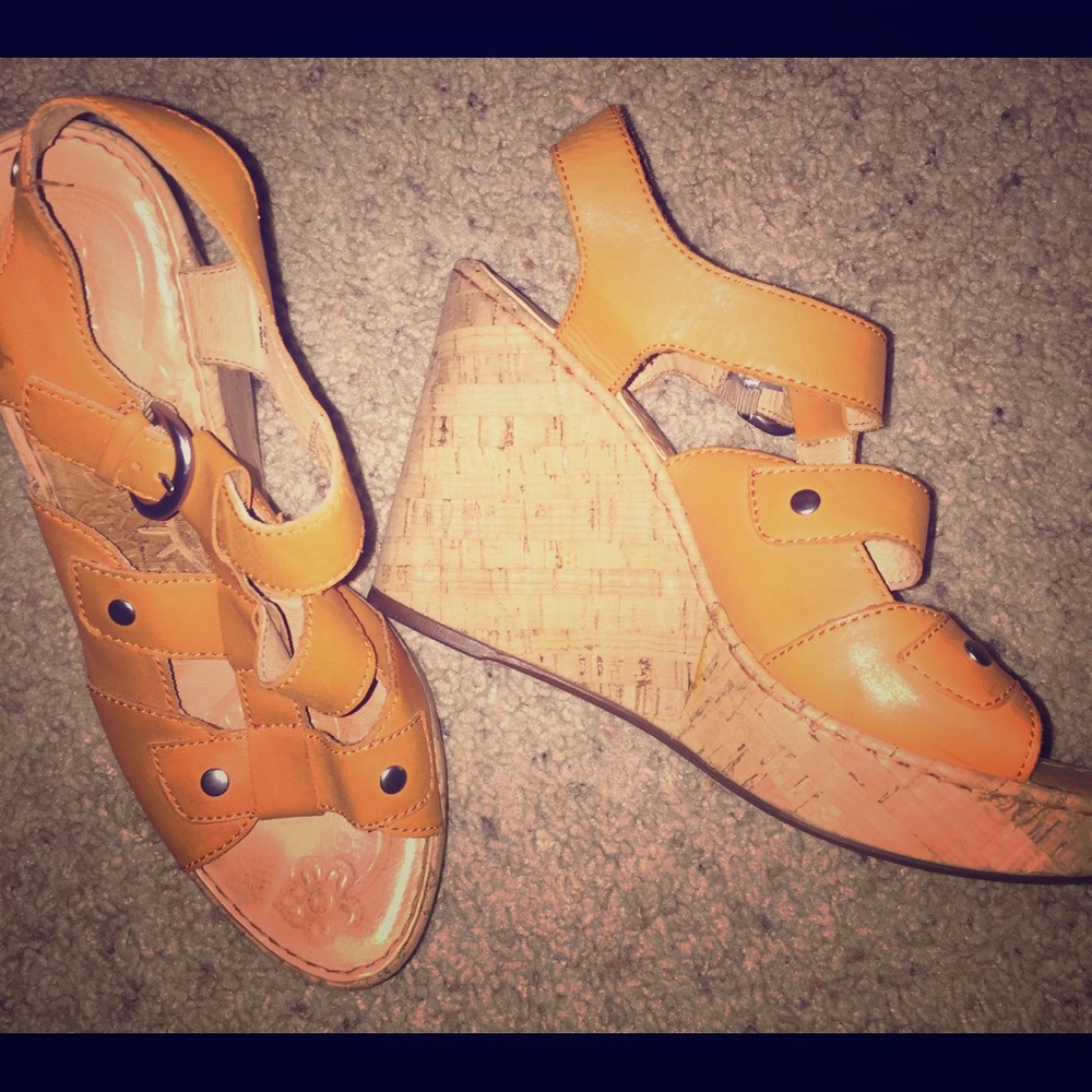 Born leather wedge sandals