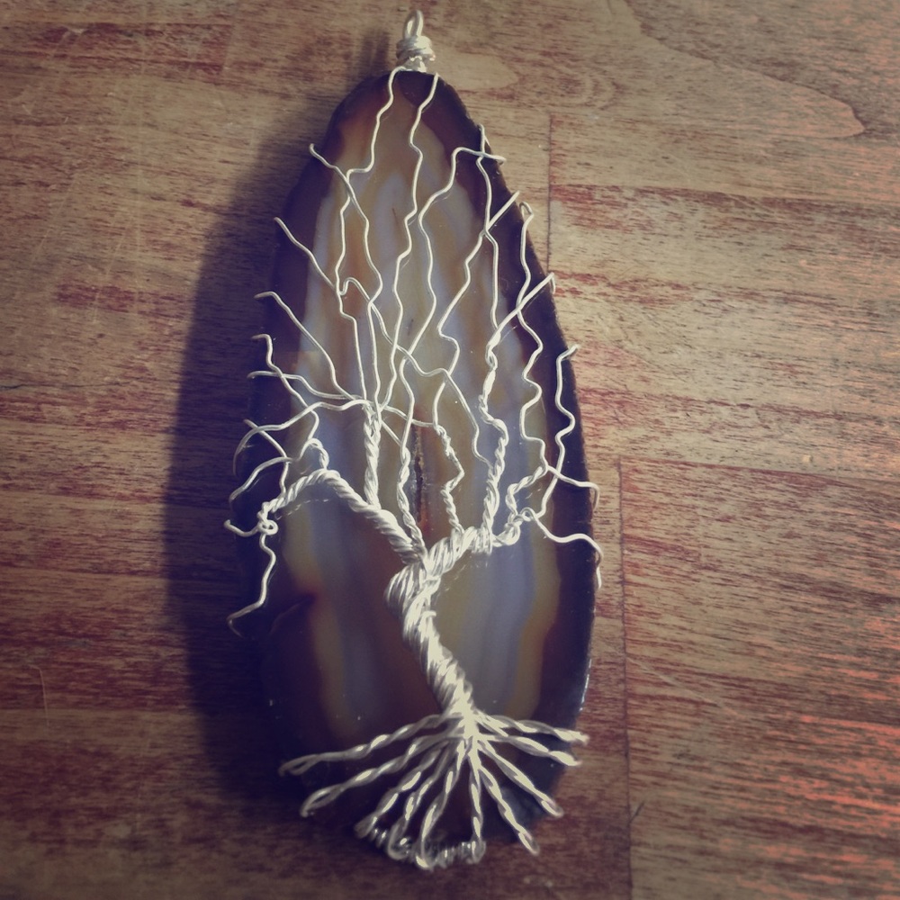 Large Agate slab tree pendant