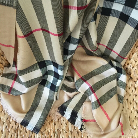 Tan Cashmere Plaid Long Scarf - Picture 2 of 5