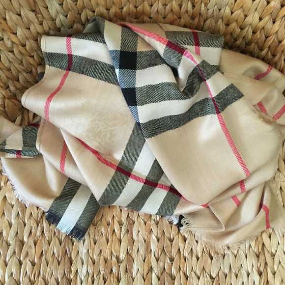 Tan Cashmere Plaid Long Scarf - Picture 5 of 5