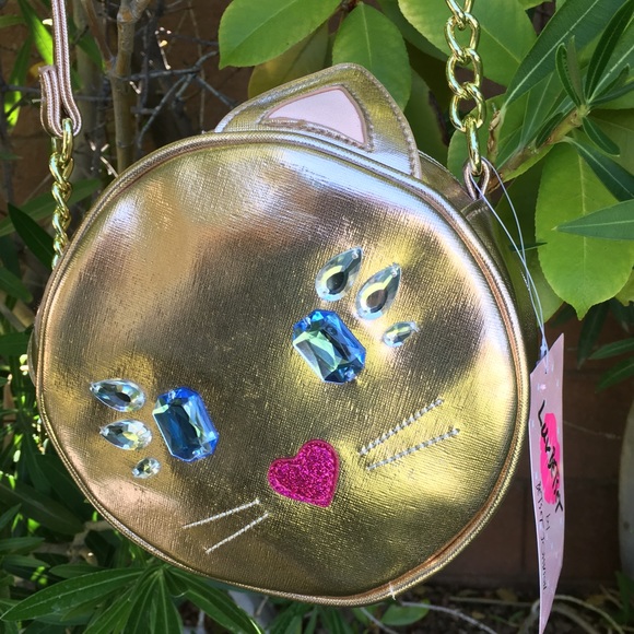 ❤️SOLD❤️Gold cat 🐱crossbody w/ gems 💎 - Picture 2 of 8