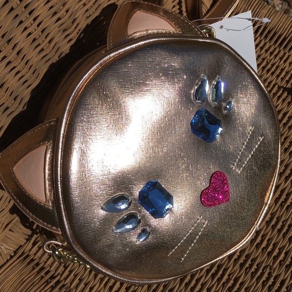 ❤️SOLD❤️Gold cat 🐱crossbody w/ gems 💎 - Picture 8 of 8