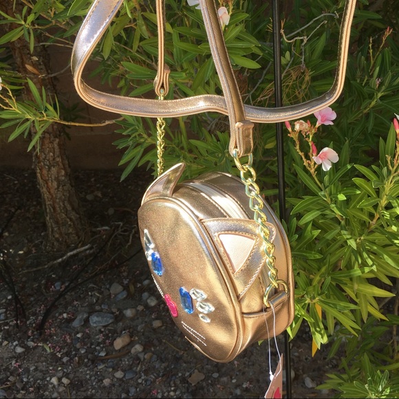 ❤️SOLD❤️Gold cat 🐱crossbody w/ gems 💎 - Picture 5 of 8