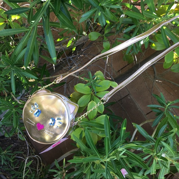 ❤️SOLD❤️Gold cat 🐱crossbody w/ gems 💎 - Picture 6 of 8