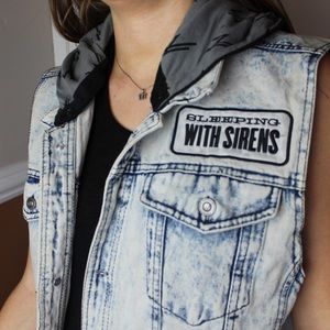 Sleeping With Sirens Denim Vest W/ Detachable Hood