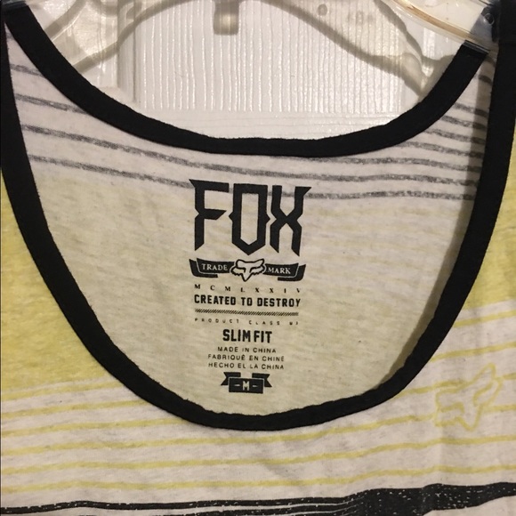 FOX MENS STRIPED YELLOW WHITE BLACK TOP SZ MEDIUM - Picture 2 of 5