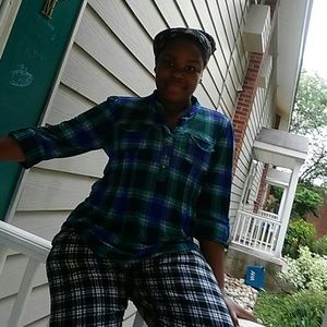 Blue and green flannel shirt