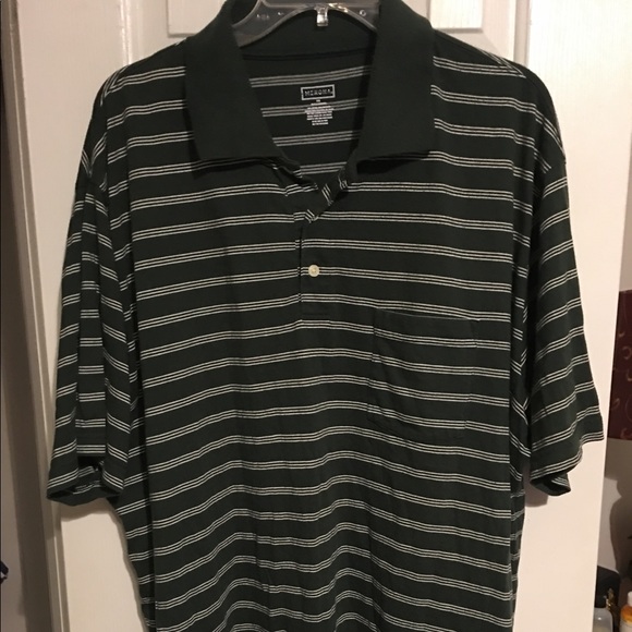 MEN'S MERONA GREEN WHITE STRIPES POLO SHIRT SZ XXL - Picture 1 of 4