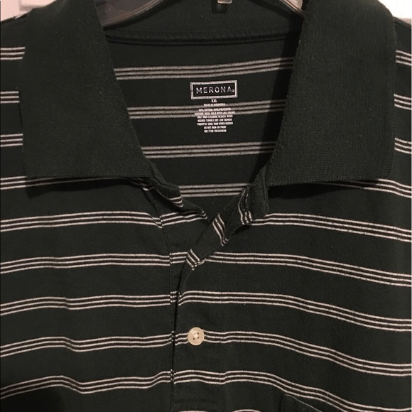 MEN'S MERONA GREEN WHITE STRIPES POLO SHIRT SZ XXL - Picture 3 of 4