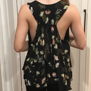 Free People Black Floral VNeck Open Back tank top