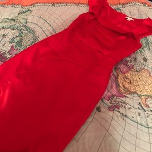 Red Satin New York & Company Cocktail Wiggle Dress
